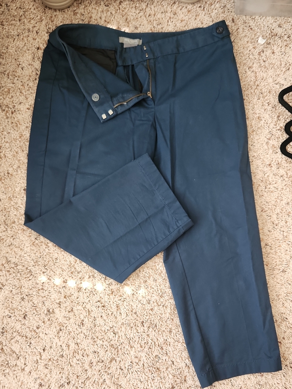 Ann Taylor Navy Cropped Straight-Leg Pants